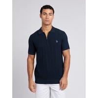 U.S. POLO ASSN. Men's Zip Knit Polo Shirt in Dark Navy | Size: XL