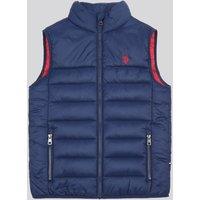 U.S. POLO ASSN. Men's Panelled Quilted Gilet in Dark Navy | Size: 14-15 Years