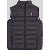 U.S. POLO ASSN. Men's Panelled Quilted Gilet in Black | Size: 14-15 Years