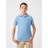 U.S. POLO ASSN. Men's Double Horsemen Rib Polo Shirt in Baby Blue | Size: 15-16 Years