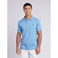 U.S. POLO ASSN. Men's Double Horsemen Rib Polo Shirt in Baby Blue | Size: Medium