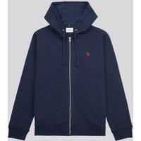 U.S. POLO ASSN. Men's Double Horsemen Loopback Zip Hoodie in Dark Navy | Size: Medium