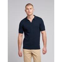U.S. POLO ASSN. Men's Texture Open Collar Knit Polo Shirt in Dark Navy | Size: XL