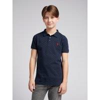 U.S. POLO ASSN. Men's Check Texture Polo Shirt in Dark Navy | Size: 14-15 Years
