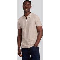 U.S. POLO ASSN. Men's Vertical Stripe Texture Polo Shirt in Natural | Size: Small