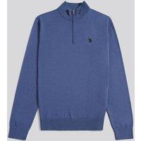 U.S. POLO ASSN. Men's Cotton Funnel Neck 1/4 Zip Knit in Indigo | Size: 2XL