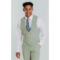 Dobell Men's Pale Green Double Breasted Waistcoat in Light Green | Size: 4XL