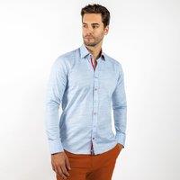 CLAUDIO LUGLI Men's Pale Faint Shading Classic Shirt in Blue | Size: XL