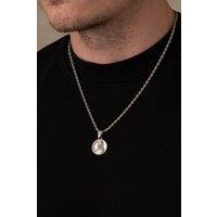 Outrage London Men's Men's Silver St. Mary Pendant Cuban Necklace | Size: 22 inches