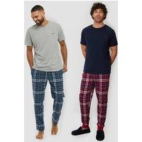 Threadbare Men's 2-Pack Short Sleeve Top & Check Pants Pyjama Sets | Size: 2XL
