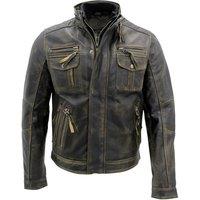 Infinity Leather Men's Leather Retro Biker Jacket-Toronto in Black | Size: Large