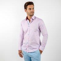 CLAUDIO LUGLI Men's Pale Faint Shading Classic Shirt in Pink | Size: XL