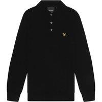 Lyle & Scott Men's Cotton Merino Long Sleeve Knitted Polo Jet Black | Size: Medium