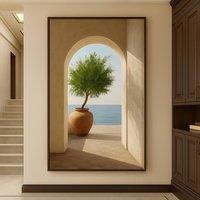 Mafett Premium 4 cm Thick Canvas Wall Art Modern Archway & Tree Design in Beige