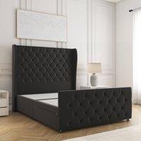 BSSPOKE Anna Divan Bed Plush Velvet 54 Headboard & No Mattress No Drawers in Black | Size: King
