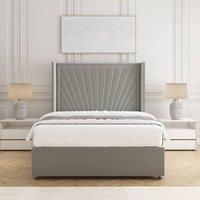 BSSPOKE Alina Divan Bed Set Plush Velvet 54 Headboard & Mattress No Drawers in Silver | Size: Small Double