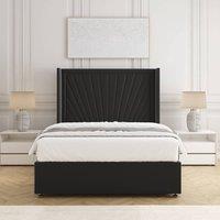 BSSPOKE Alina Divan Bed Set Plush Velvet 54 Headboard & Mattress No Drawers in Black | Size: Super King