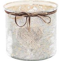 Love Lace Mercury Hammered Heart Large Candle Holder in Light Grey