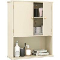 Costway Bathroom Wall Cabinet 2-Door Wall Mounted Medicine Cabinet in Beige
