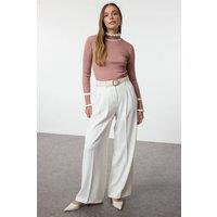 WOVCOR Women's Colour Block Rib-Knit Long Sleeve Sweater in Rose | Size: Small