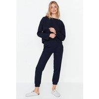WOVCOR Women's 2-Piece Waffle Knit Pajama Set in Navy | Size: Medium