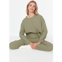 WOVCOR Women's 2-Piece Waffle Knit Pajama Set in Light Green | Size: Medium