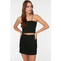 WOVCOR Women's High-Waist A-Line Mini Woven Skirt in Black | Size: 8