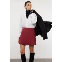 WOVCOR Women's High-Waist A-Line Mini Woven Skirt in Burgundy | Size: 6