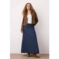 WOVCOR Women's High Waist Maxi Denim Skirt with A-Line Silhouette in Dark Blue | Size: 8