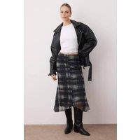 WOVCOR Women's Floral Print Mesh Midi Skirt with Flared Hem in Black | Size: Small