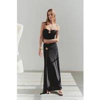 WOVCOR Women's Maxi Knit Skirt with Ring Accessory Detail in Black | Size: 10