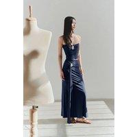 WOVCOR Women's Maxi Knit Skirt with Ring Accessory Detail in Navy | Size: 6