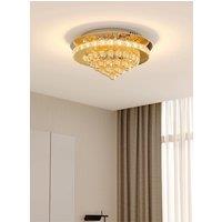 Crystal Round Crystal-droplets LED Semi Flush Mount Ceiling Light in Clear