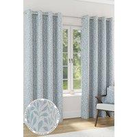 Enhanced Living Sherwood' Ice Blue 100% Blackout, Thermal, Jacquard Leaf Design Pair of Eyelet Curtains | Size: 168 cm width x 229 cm drop