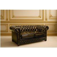 Somnior Traditional Chesterfield 2-Seater Leather Sofa Natural Grain UK Made in Tan | Size: 2 Seater