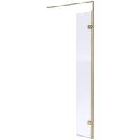 Balterley 8mm Hinged Return Screen & Support Bar: 300mm x 1850mm, Brushed Brass in Metallics