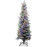Neel Blue Frosted Christmas Tree, Prelit Whisper Slim Pencil Xmas Tree in Green | Size: 6ft