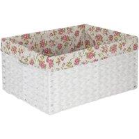 Red Hamper Paper Rope Rectangular Storage Basket with Garden Rose Cotton Lining | Size: Medium