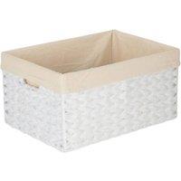 Red Hamper White Paper Rope Rectangular Storage Basket with White Cotton Lining | Size: Medium