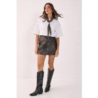 NastyGal Women's Two Tone Panelled Faux Leather Pelmet Mini Skirt in Brown | Size: 4