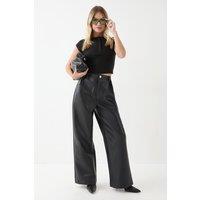 MissPap Women's Slouch Faux Leather Pants in Black | Size: 10
