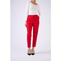 Damart Women's Cotton Slim Leg Ankle Stretch Trousers in Red | Size: 22