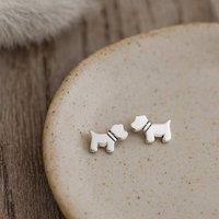 Orsa May Women's Sterling Silver Westie/Scotty Dog Stud Earrings