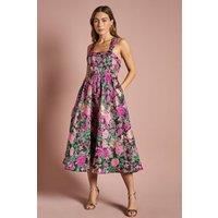 Coast Women's Corset Bodice Full Skirted Jacquard Midi Dress in Pink | Size: 16