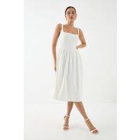 MissPap Women's Square Neck A Line Midi Dress in White | Size: 10