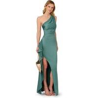 Adrianna Papell Women's One Shoulder Satin Crepe Gown in Green | Size: 16
