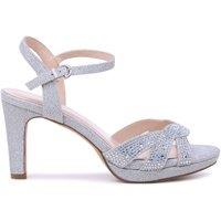 Paradox London Women's Lavelle' Platform Heeled Sandals in Silver | Size: 7