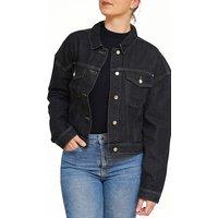 SweetLook Women's Women Oversized Denim Jacket Plus Size Denim Jackets in Black | Size: 3XL