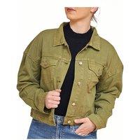 SweetLook Women's Women Oversized Denim Jacket Plus Size Denim Jackets in Olive | Size: XL