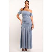 Jaded Rose Women's Alisa Dusk Blue Off-The Shoulder Corset Maxi Dress in Light Blue | Size: 14